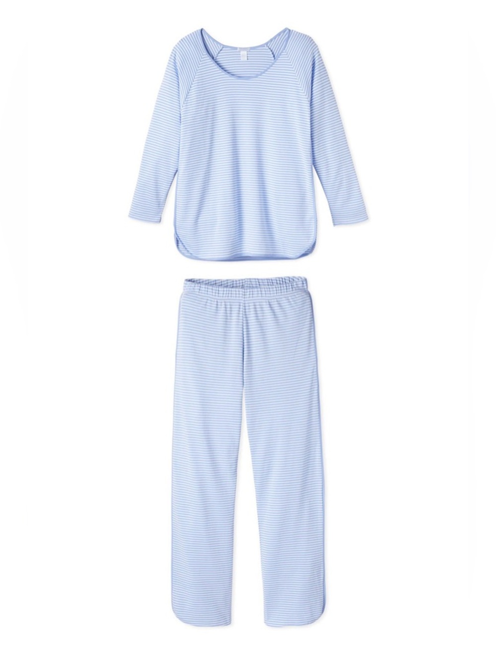 NWOT Lake Pajamas: Pima Long-Long Set in Hydrangea & Navy - Picture 3 of 11